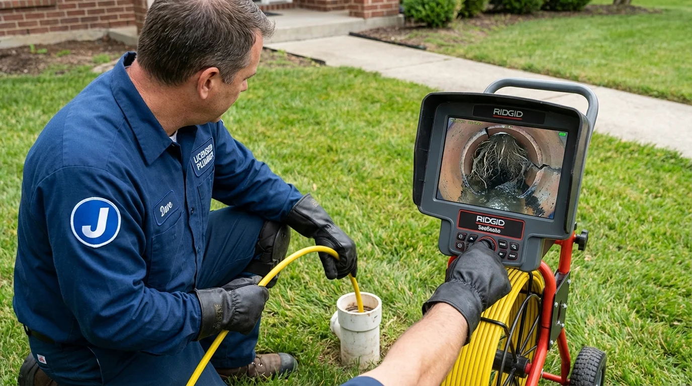 Sewer camera inspection being performed by Johns Plumbing LLC in Boley
