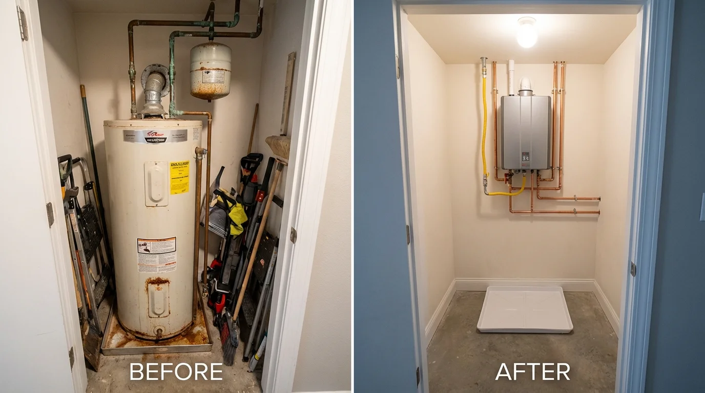 Tank water heater versus wall-mounted tankless unit comparison for Boley, OK homeowners